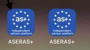 Professional logo of ASERAS+ Independent Advisor Platform with blue background and white text and stars for trusted advisory services.